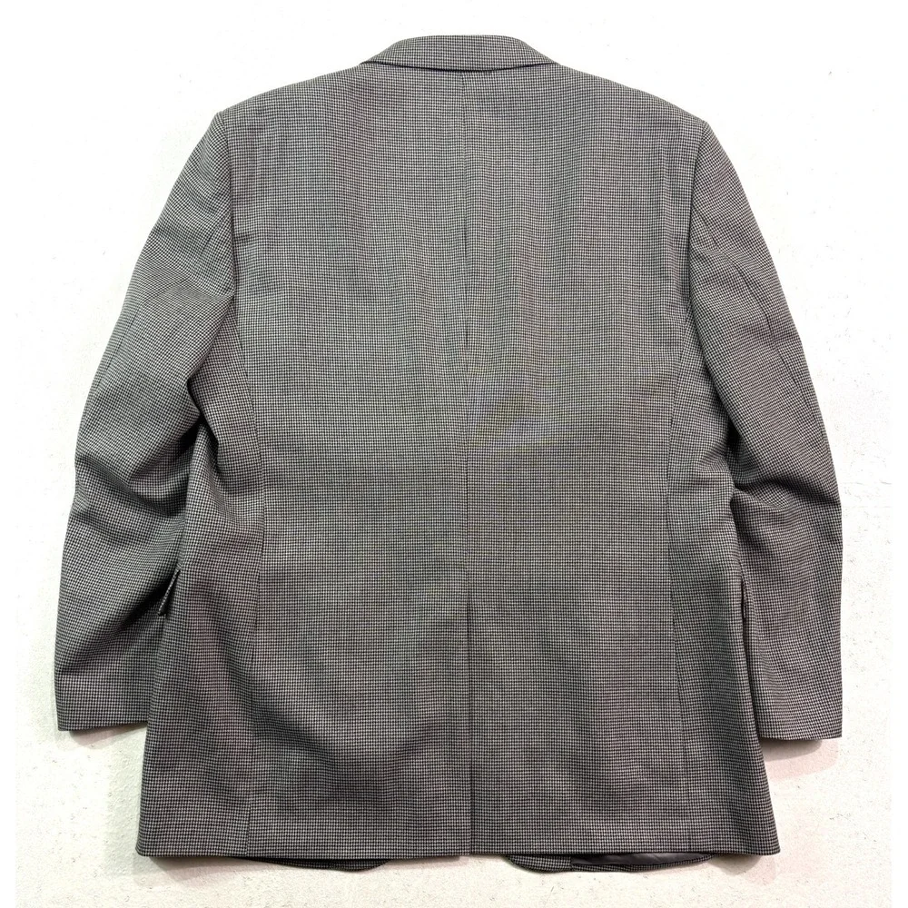 Jos‎ A Bank 46L Black White Houndstooth 100% Wool Blazer Jacket Sport Suit Coat